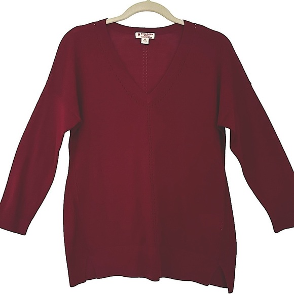 BROOKS BROTHERS RED FLEECE BURGUNDY FINE MERINO WOOL V-NECK SWEATER SIZE XS - Picture 2 of 12